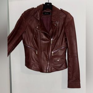 Burgundy real leather jacket